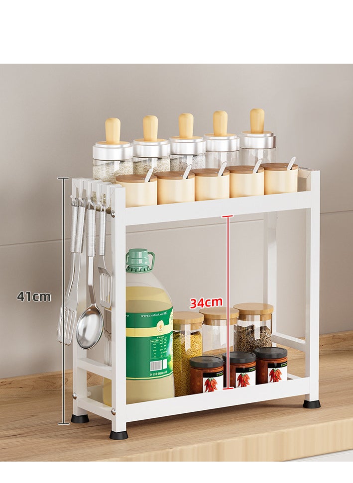 Double Layer Kitchen Storage Rack Countertop Organizer - 40cm Heavy-Duty Waterproof Shelf with Tall Base for Large Bottle
