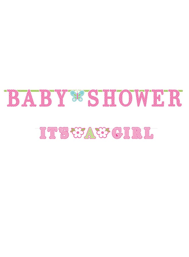 Amscan لافتة ترحيب للطفلة الصغيرة مزينة برسومات، مستلزمات حفلة استقبال المولود