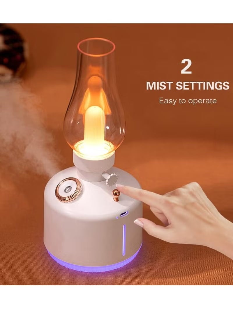 Retro Air Humidifier Vintage Lamp Night Light Nano Mist Sprayer Aromatherapy Diffuser USB Rechargeable Portable Air Humidifier White - Image 2