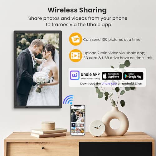 FANGOR 21.5" Large Digital Picture Frame 64GB, WiFi Photo Frame 1920x1080 FHD IPS Display with Remote Control, Auto-Rotate, Wall Mounted, Share Photos/Videos Via Uhale App/USB/SD (No Touch Screen) - Image 2