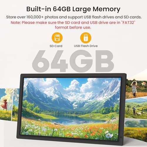 FANGOR 21.5" Large Digital Picture Frame 64GB, WiFi Photo Frame 1920x1080 FHD IPS Display with Remote Control, Auto-Rotate, Wall Mounted, Share Photos/Videos Via Uhale App/USB/SD (No Touch Screen) - Image 4