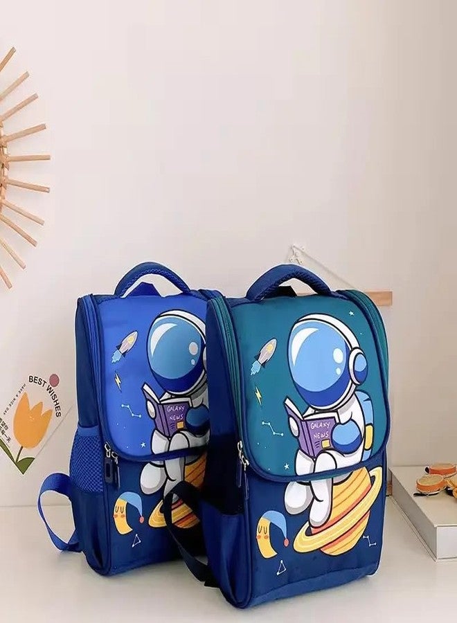 Raahha Galaxy Collection Cute Astronaut Anti-Theft Backpack for Unisex Kids | Adjustable Strap with Zipper | Wear-resistant For Everyday Use (23 X 30 CM, Blue) - Image 3