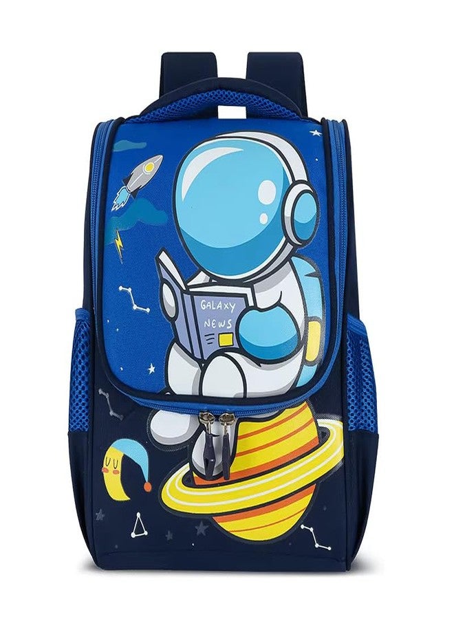 Raahha Galaxy Collection Cute Astronaut Anti-Theft Backpack for Unisex Kids | Adjustable Strap with Zipper | Wear-resistant For Everyday Use (23 X 30 CM, Blue) - Image 1