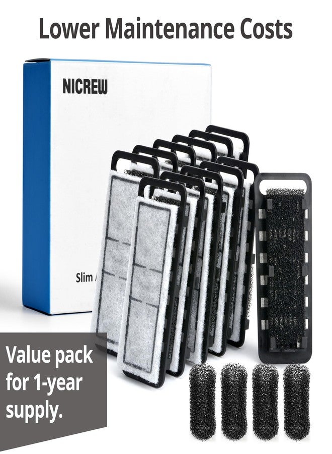 NICREW Slim Aquarium Filter Cartridges (12 pcs) with Intake Sponges (4 pcs) - Image 3
