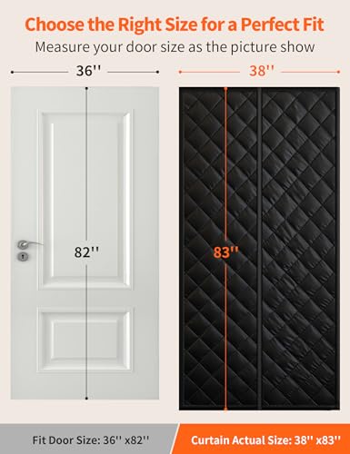 Homealexa Magnetic Thermal Insulated Door Curtain for 36"x 82" Doors, Heavy-Duty Oxford Fabric Door Cover for Heat Insulation, Magnetic Closure Blanket for Doorway to Keep Warm in Winter Cool in Summer - Image 2