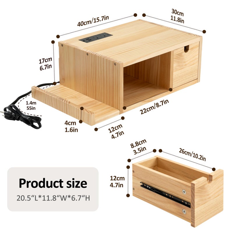 Afuly Floating Nightstand with Charging Station, Wall Mount Night Stand with Drawer Hanging Bedside Table End Table, Solid Wood Modern Side Table Shelf for Bedroom Natural Wooden Decor - Image 2