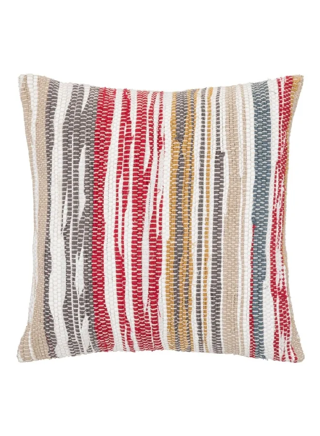 atmosphera Cotton Chindi Row Decorative Cushion Multicolour 40 x 40 cm 194333