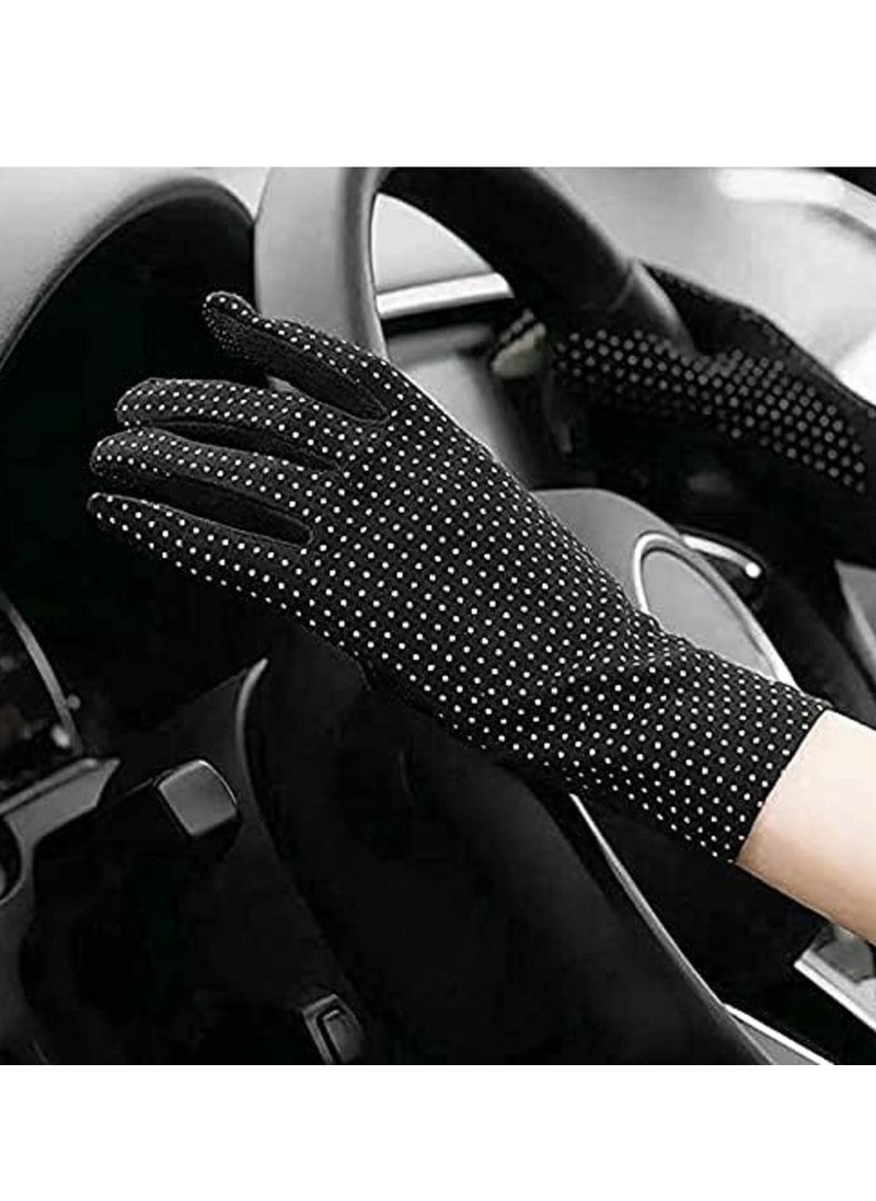 Generic - Women's cotton driving gloves with a black dotted design, suitable for all women - Image 1