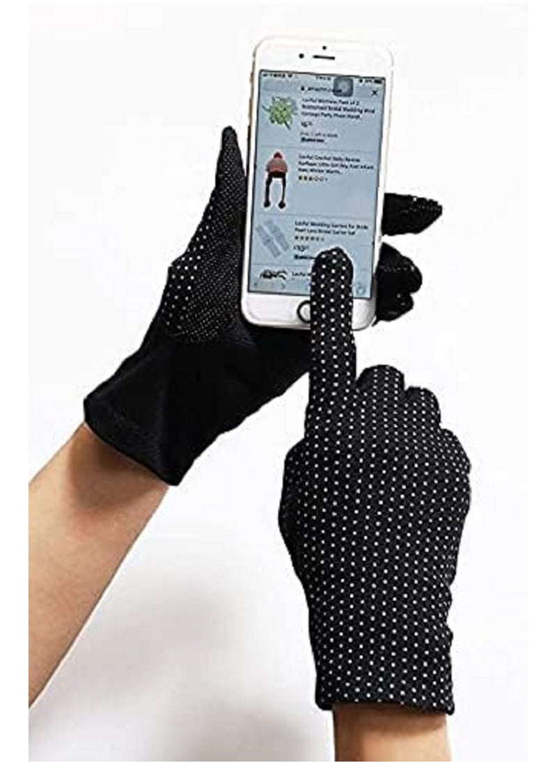 Generic - Women's cotton driving gloves with a black dotted design, suitable for all women - Image 1