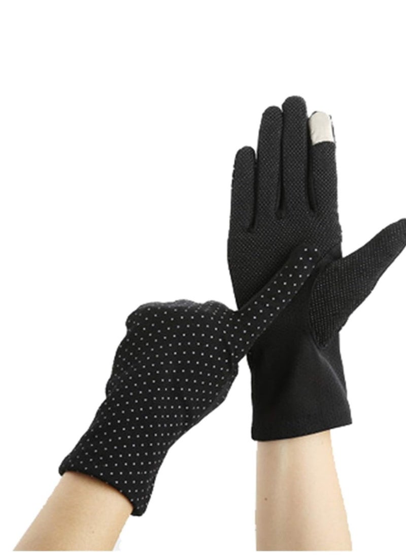 Generic - Women's cotton driving gloves with a black dotted design, suitable for all women - Image 1
