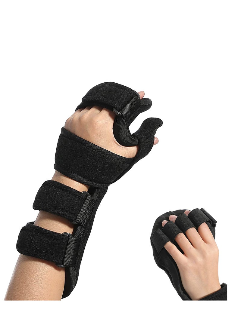 SYOSI Azonee Stroke Resting Hand Splint Night Immobilizer Wrist Finger Brace for Flexion Contractures Functional 5 Finger Stabilizer Wrap for Muscle Atrophy Rehab Arthritis Pain Large Left - Image 1