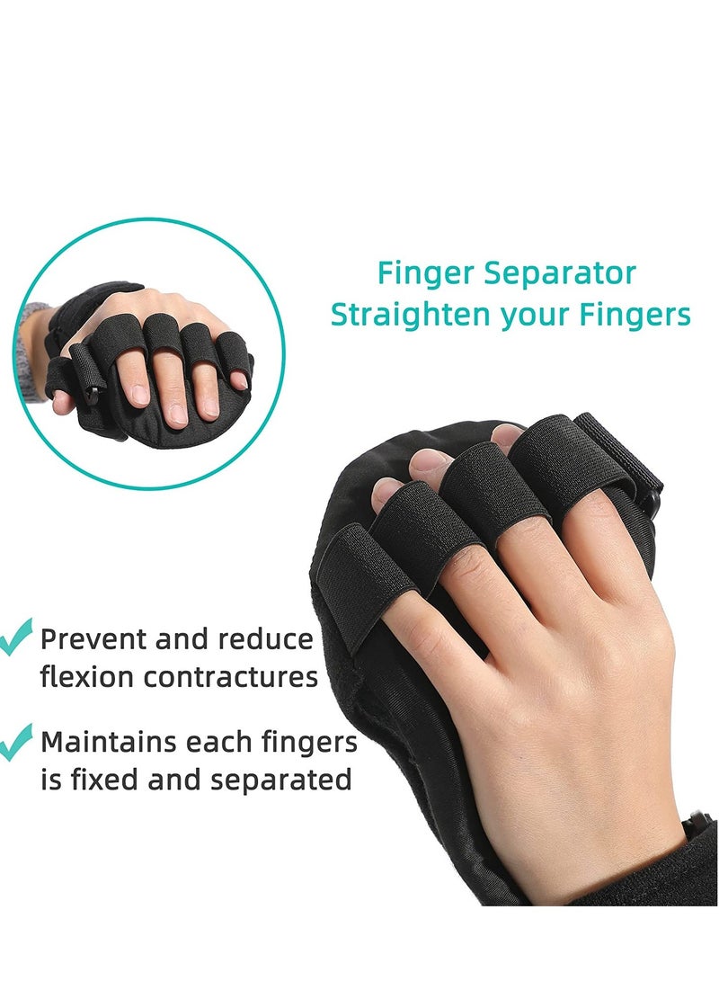SYOSI Azonee Stroke Resting Hand Splint Night Immobilizer Wrist Finger Brace for Flexion Contractures Functional 5 Finger Stabilizer Wrap for Muscle Atrophy Rehab Arthritis Pain Large Left - Image 3