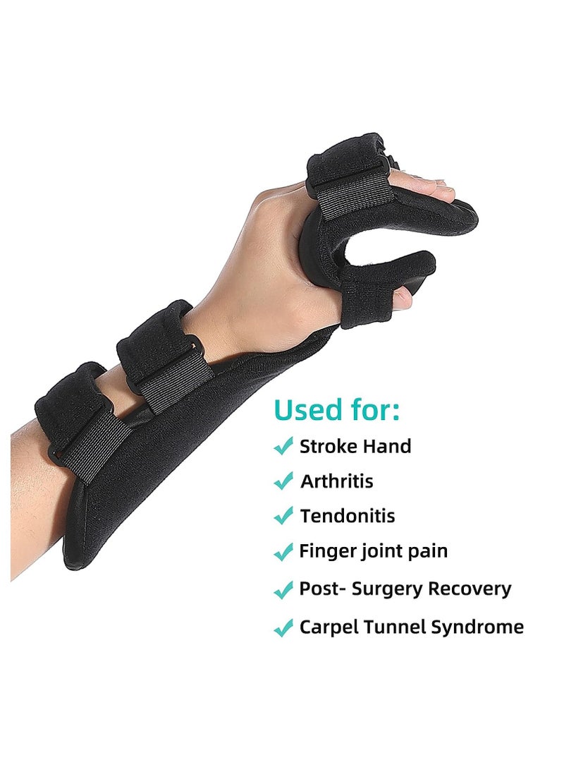 SYOSI Azonee Stroke Resting Hand Splint Night Immobilizer Wrist Finger Brace for Flexion Contractures Functional 5 Finger Stabilizer Wrap for Muscle Atrophy Rehab Arthritis Pain Large Left - Image 5