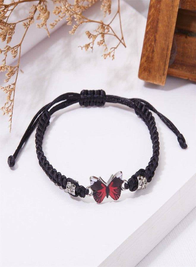 RLHRNDE Butterfly Bracelet for Women Gifts Handmade Woven Colorful Butterfly Charm Bracelets Lucky Butterfly Friendship Matching Adjustable Bracelet Birthday Gift (Black) - Image 3