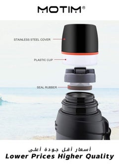Motim Large Flask 2.5L Stainless Steel Coffee Thermos for Travel with BPA Free Cup Oversized Vacuum Bottle Navy Blue  - Image 5