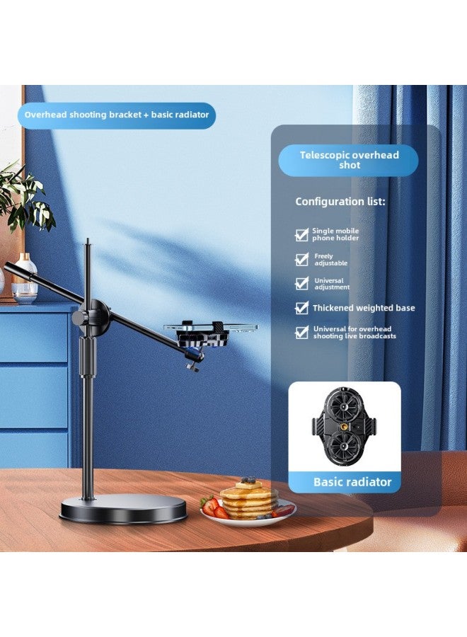 Live Broadcast Dedicated] Mobile Phone Radiator Cooling Artifact Semiconductor Refrigeration Ultra-quiet Ice-sealed Back Clip Integrated Bracket-Color:[special Model For Anchors] Dual-core Overclocking Cooling❄+overhead Shooting Stand  - Image 1