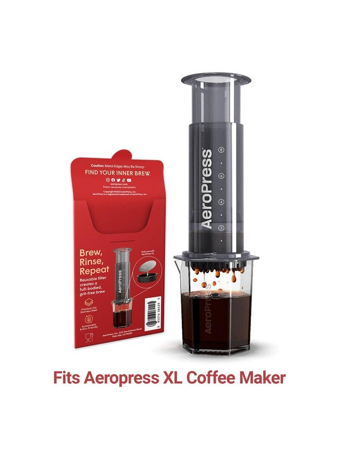 AeroPress فلتر ستانلس ستيل قابل لإعادة الاستخدام AeroPress XL، فلتر معدني AeroPress، فلتر ستانلس ستيل 316 الممتاز لصانعة القهوة AeroPress XL، قابل للغسل، صديق للبيئة، عبوة واحدة، فلتر واحد - Image 2