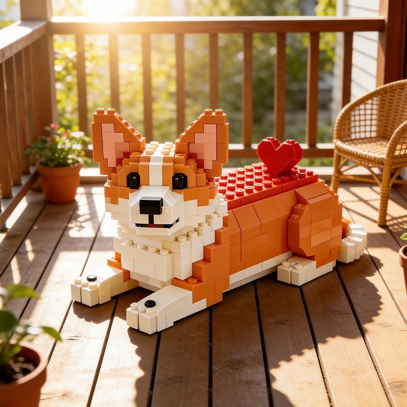 Wholesale Popular Pet Dog Building Blocks Set Creative Love Corgi MOC Bricks - Image 2
