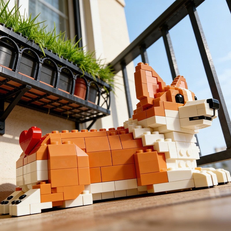 Wholesale Popular Pet Dog Building Blocks Set Creative Love Corgi MOC Bricks - Image 4