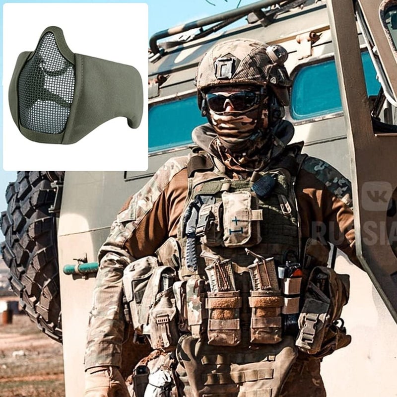 Aoutacc Foldable Airsoft Mesh Mask, Nylon Military Tactical Half Face Mesh Masks with Ear Cover Protection Adjustable CS Protective Lower Guardfor Mask CS Hunting Paintball Shooting - Image 4
