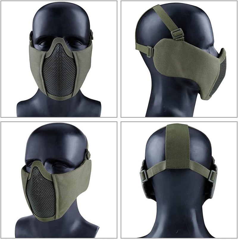 Aoutacc Foldable Airsoft Mesh Mask, Nylon Military Tactical Half Face Mesh Masks with Ear Cover Protection Adjustable CS Protective Lower Guardfor Mask CS Hunting Paintball Shooting - Image 5