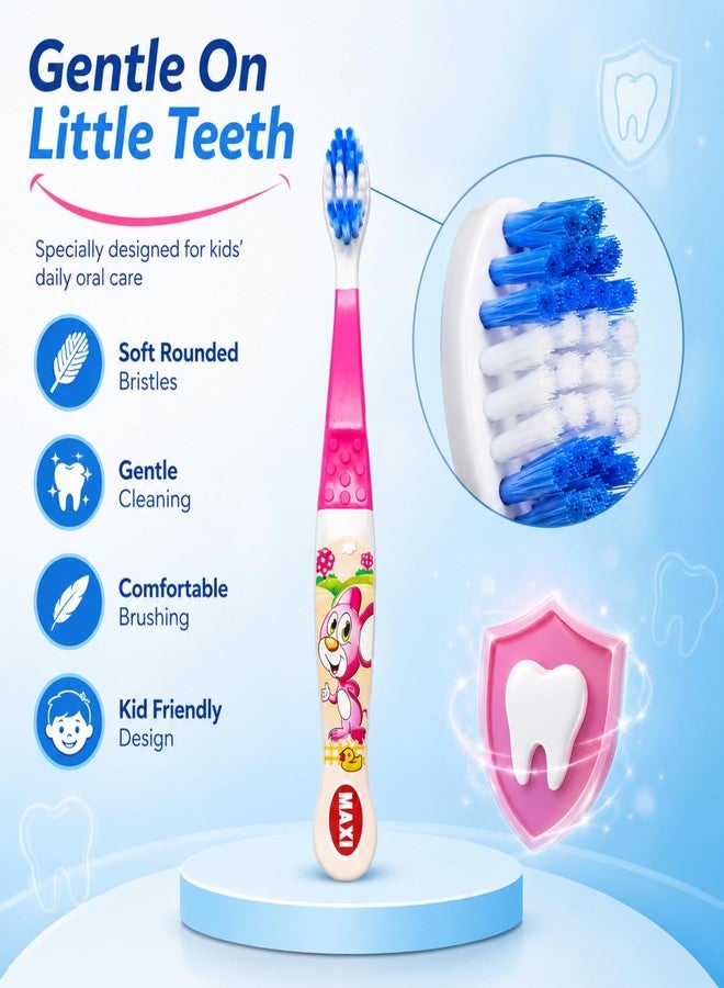 Maxi Dolls Junior Toothbrush for Kids, Soft Bristle Toothbrush for Toddlers & Children, BPA-Free, Fun Designs to Spark Joy, Improve Dental Health, Multicolour, Pack 6 - Image 2