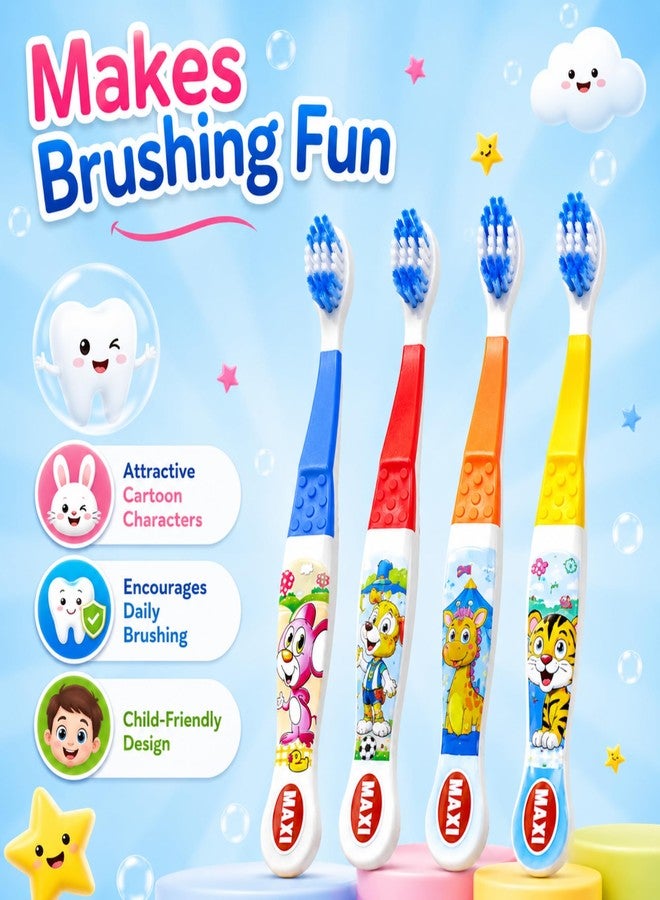 Maxi Dolls Junior Toothbrush for Kids, Soft Bristle Toothbrush for Toddlers & Children, BPA-Free, Fun Designs to Spark Joy, Improve Dental Health, Multicolour, Pack 6 - Image 5