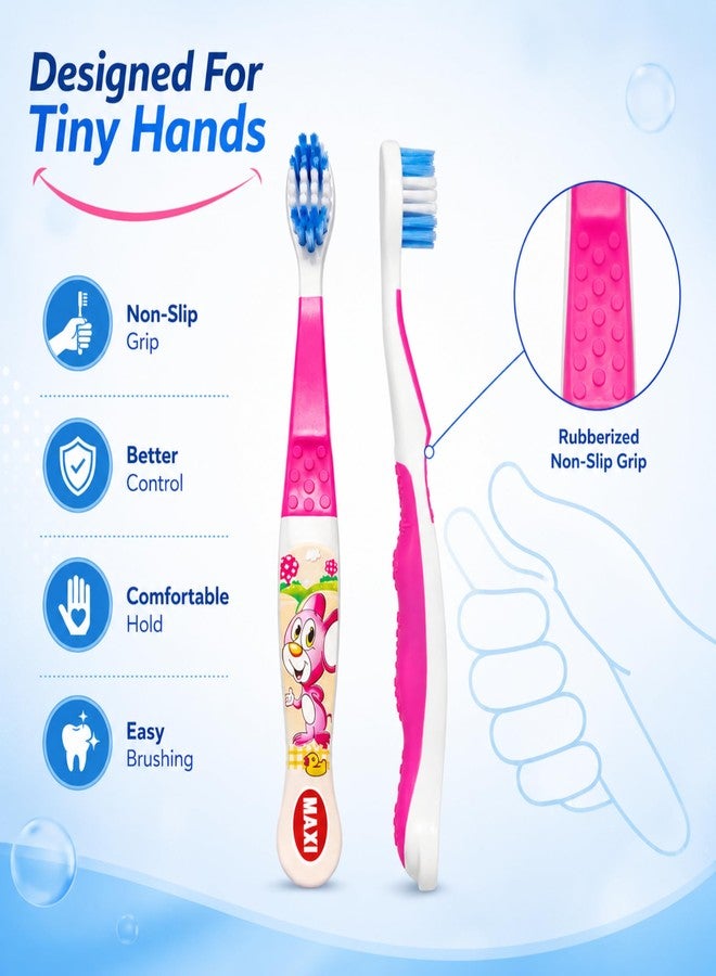 Maxi Dolls Junior Toothbrush for Kids, Soft Bristle Toothbrush for Toddlers & Children, BPA-Free, Fun Designs to Spark Joy, Improve Dental Health, Multicolour, Pack 6 - Image 3