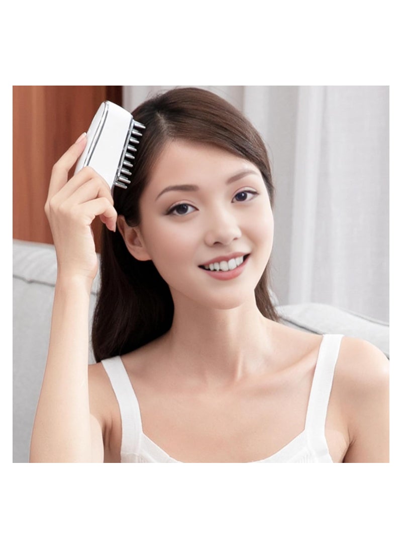 Electric Microcurrent Scalp Massager Brush, USB Rechargeable Hair Oil Applicator, Multi-Functional Head Scratcher and Care Comb for Hair, White Color. - Image 4