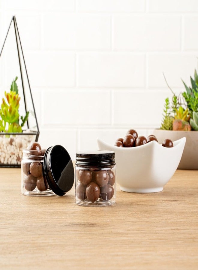Restaurantware RW Base 2 Ounce Candy Jars, 10 Durable Kitchen Storage Containers - Round, Airtight Seal, Clear Plastic Snack Jars With Black Aluminum Lids, For Table Display, Or Candy Buffet - Restaurantware - Image 3