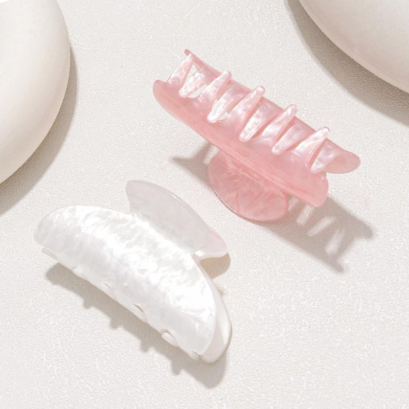 CAKURE Hair Claw Clips Pink Hair Catch Barrettes Medium Non Slip Jaw Hair Clips Hair Accessories for Women and Girls 2 PCS