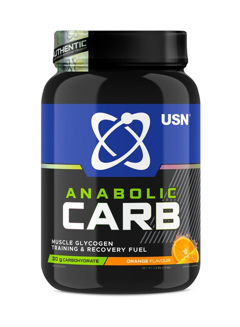 USN Anabolic Carb 1.5 كجم مع تدريب عالي الكربوهيدرات منخفض السكر ووقود التعافي برتقالي