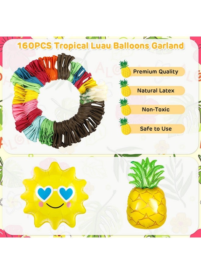 Amandir 160Pcs Hawaiian Tropical Beach Luau Balloon Garland Arch Kit Party Decorations with Aloha Green Palm Tree Pineapple Foil Balloon for Summer Birthday Party Decorations - Image 3