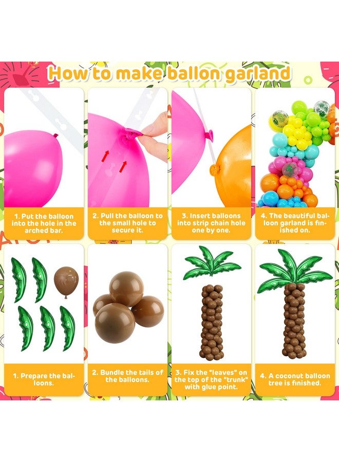 Amandir 160Pcs Hawaiian Tropical Beach Luau Balloon Garland Arch Kit Party Decorations with Aloha Green Palm Tree Pineapple Foil Balloon for Summer Birthday Party Decorations - Image 4