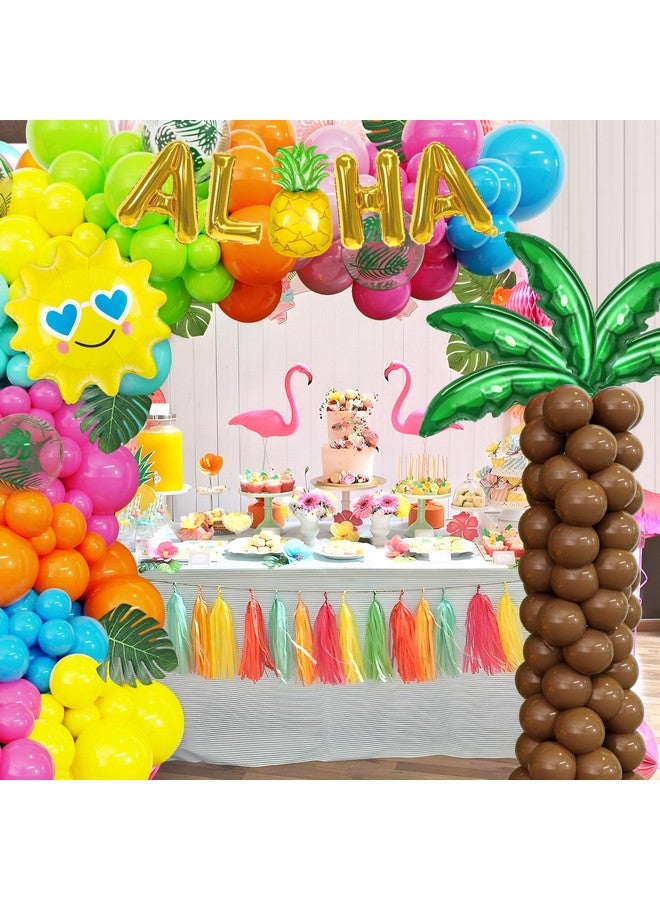 Amandir 160Pcs Hawaiian Tropical Beach Luau Balloon Garland Arch Kit Party Decorations with Aloha Green Palm Tree Pineapple Foil Balloon for Summer Birthday Party Decorations - Image 5