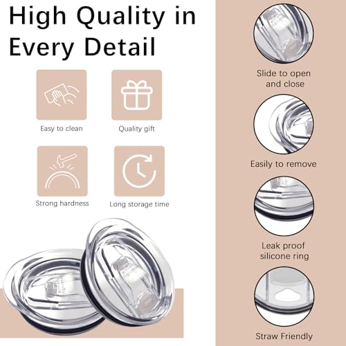 ORJ 2 PCS 20 Ounce Tumbler Lid For Skinny Tumbler Lid Replacement,Splash Resistant Silicone Sliding Cup Covers for 2.64 IN Mouth Tumbler Cooler (20 oz Tumbler Lids X 2pcs) - Image 4