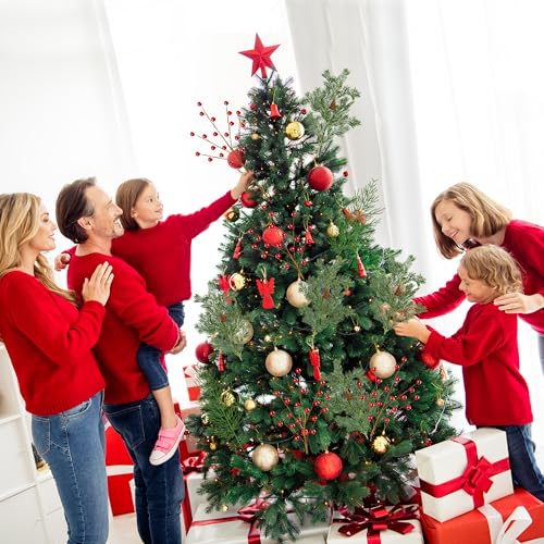 Sggvecsy 30 Pcs Artificial Pine Branches Fake Greenery Pine Picks with Pine Cones Artificial Red Berry Branches Christmas Pine Needles for DIY Wreath Xmas Embellishing Flower Arrangements Decoration - Image 3