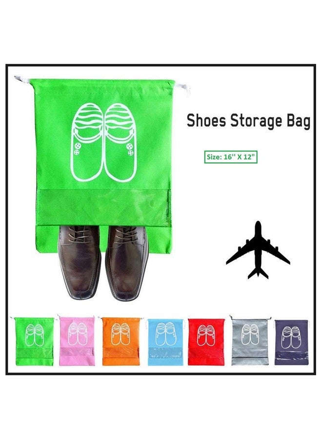 Lify حقائب أحذية سفر محمولة من ليفي - منظم أحذية - حقائب تخزين موفرة للمساحة - أزرق مائي، أزرق داكن، أخضر، رمادي، برتقالي ووردي 16 × 12 بوصة - عبوة مكونة من 6 قطع - Image 2