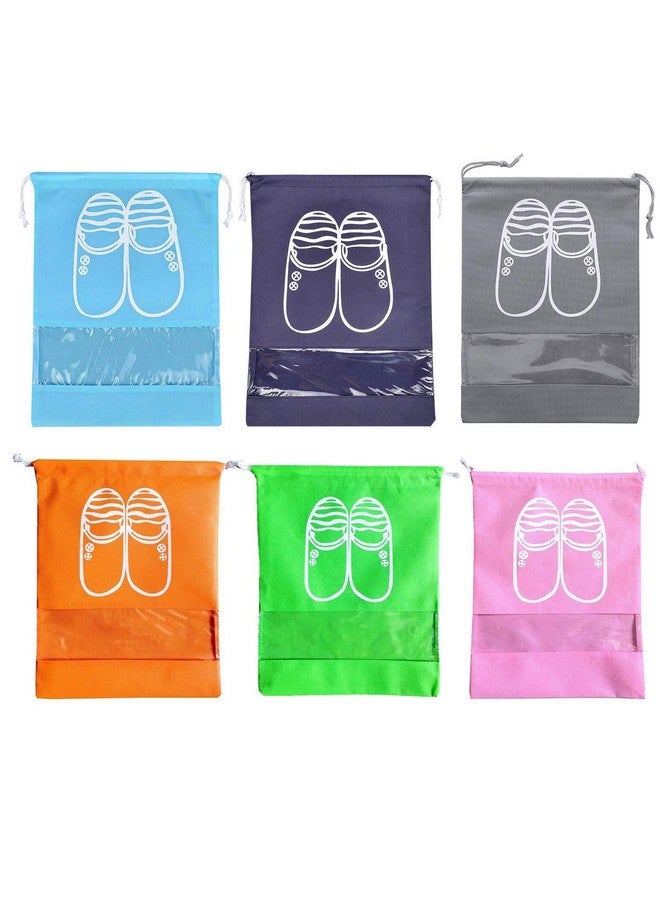 Lify حقائب أحذية سفر محمولة من ليفي - منظم أحذية - حقائب تخزين موفرة للمساحة - أزرق مائي، أزرق داكن، أخضر، رمادي، برتقالي ووردي 16 × 12 بوصة - عبوة مكونة من 6 قطع - Image 1