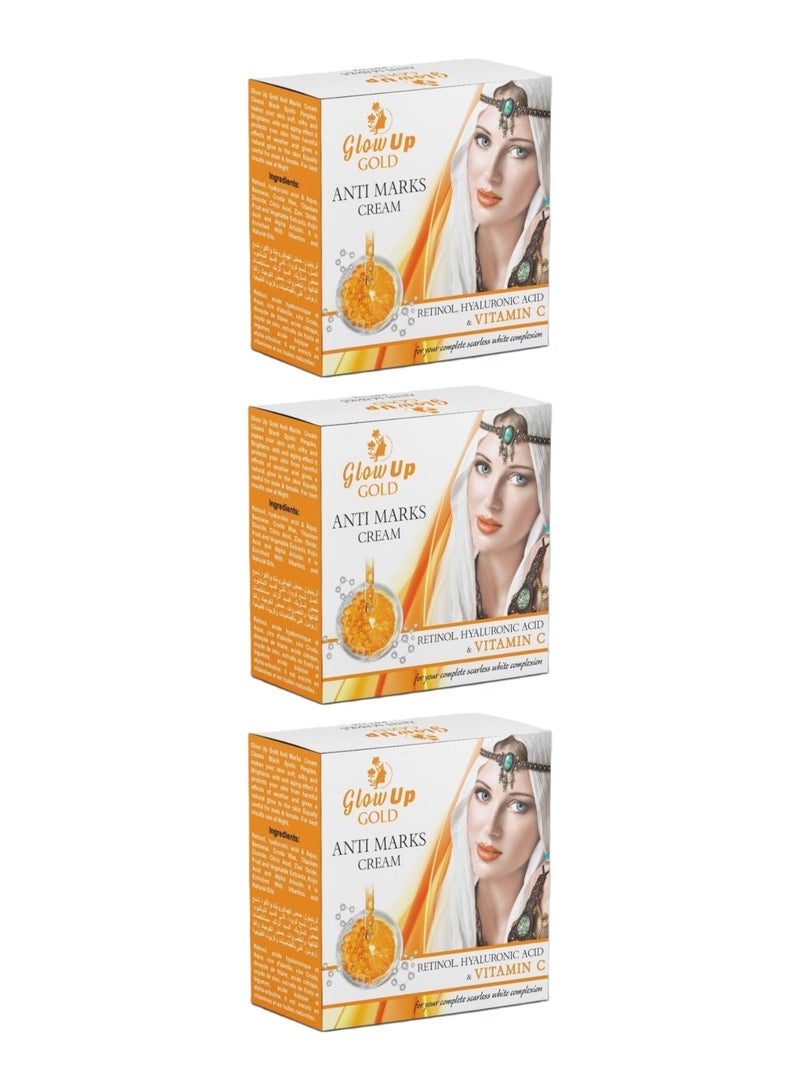 Glow up Gold Anti Marks face cream with retinol, Hyaluronic acid and Vitamin c - Pack of 3