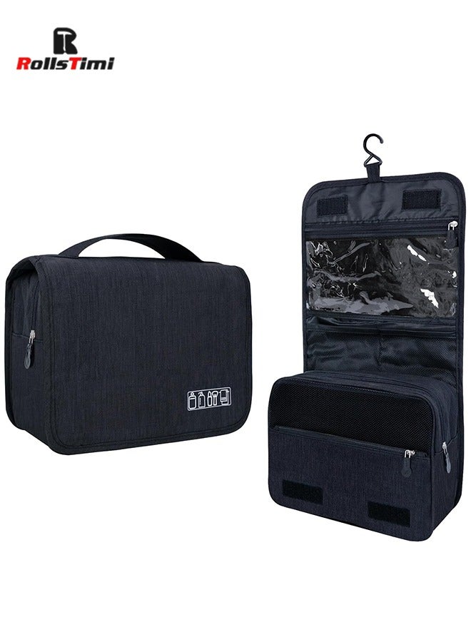 رولستيمي حقيبة أدوات الزينة للسفر للرجال والنساء ، سعة كبيرة ، حقيبة تخزين مع خطاف معلق ، منظم مستحضرات تجميل مقاوم للماء ومتعدد الوظائف ، أسود - Image 1