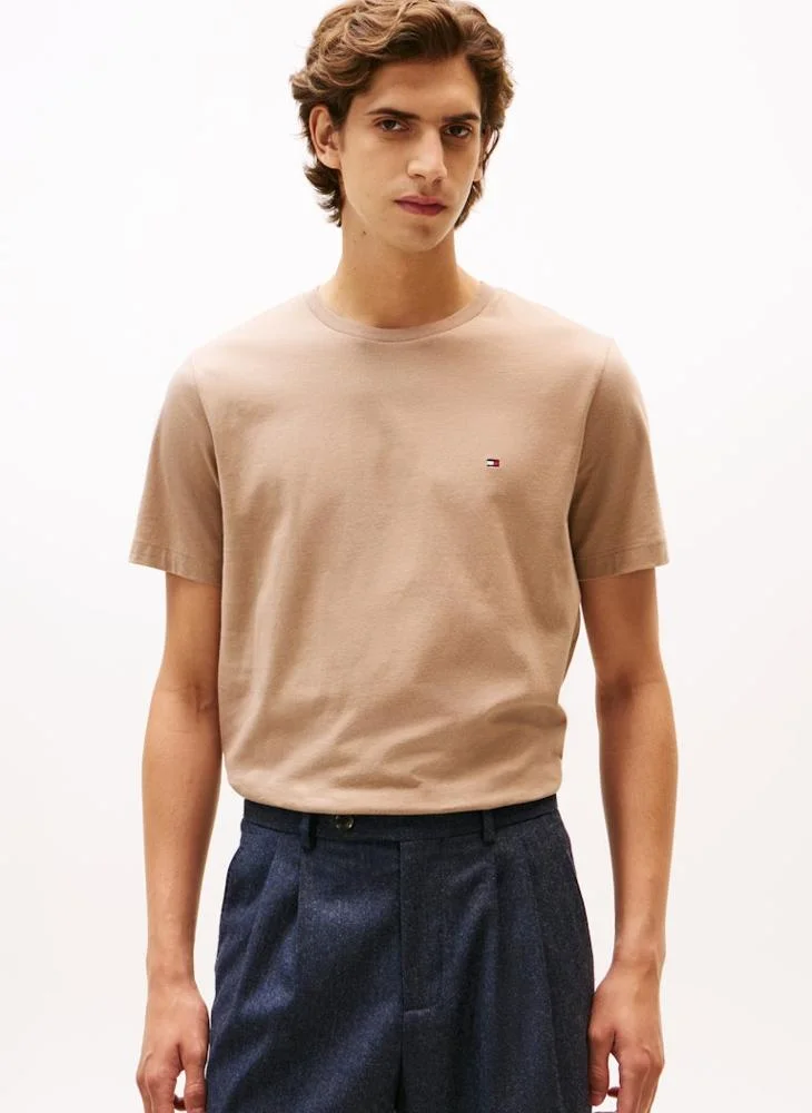 تومي هيلفيغر Flag Embroidery Crew Neck T-Shirt