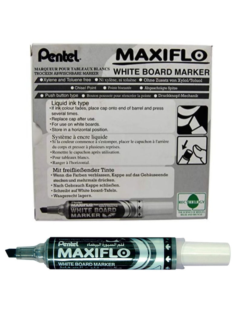Pentel 12 قطعة من قلم ماركر ماكسي فلو سبورة بيضاء حبر أسود - Image 1