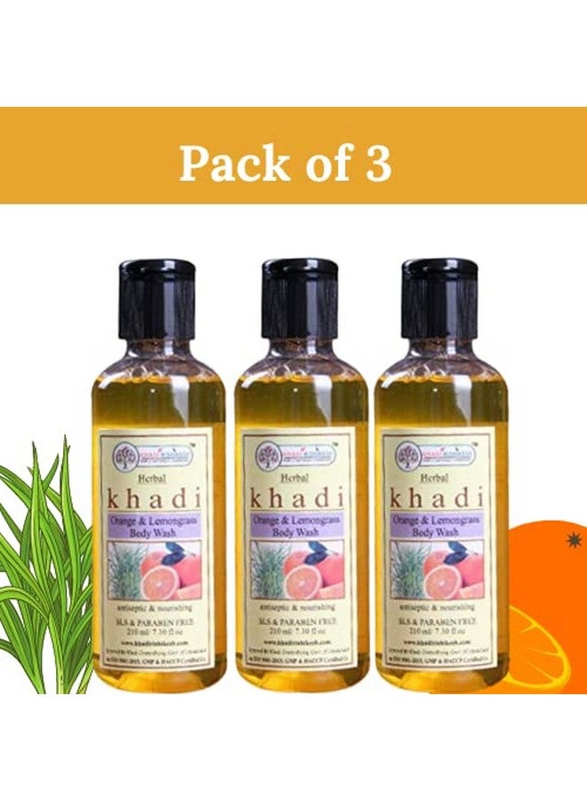 KHADI RISHIKESH Herbal Orange Lemongrass Body Wash Prevent Acne Scars, Making Your Skin Clear And Smooth, Removes Impurities & Dirt From The Skin,Unisex(Pack Of 3 (3X210Ml))With Watermelon Lip Balm Free - Image 2