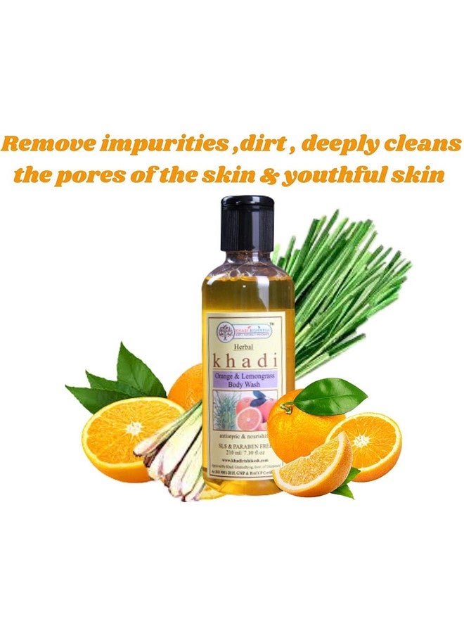 KHADI RISHIKESH Herbal Orange Lemongrass Body Wash Prevent Acne Scars, Making Your Skin Clear And Smooth, Removes Impurities & Dirt From The Skin,Unisex(Pack Of 3 (3X210Ml))With Watermelon Lip Balm Free - Image 3