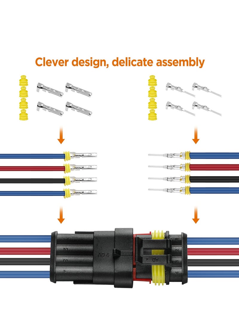 KASTWAVE Waterproof Automotive Electrical Connector Terminal 352 Pieces Set Boxed Xenon Lamp Harness Connector Plug Kit for Electrical Connector 1/2/3/4 Pin Connector - Image 2