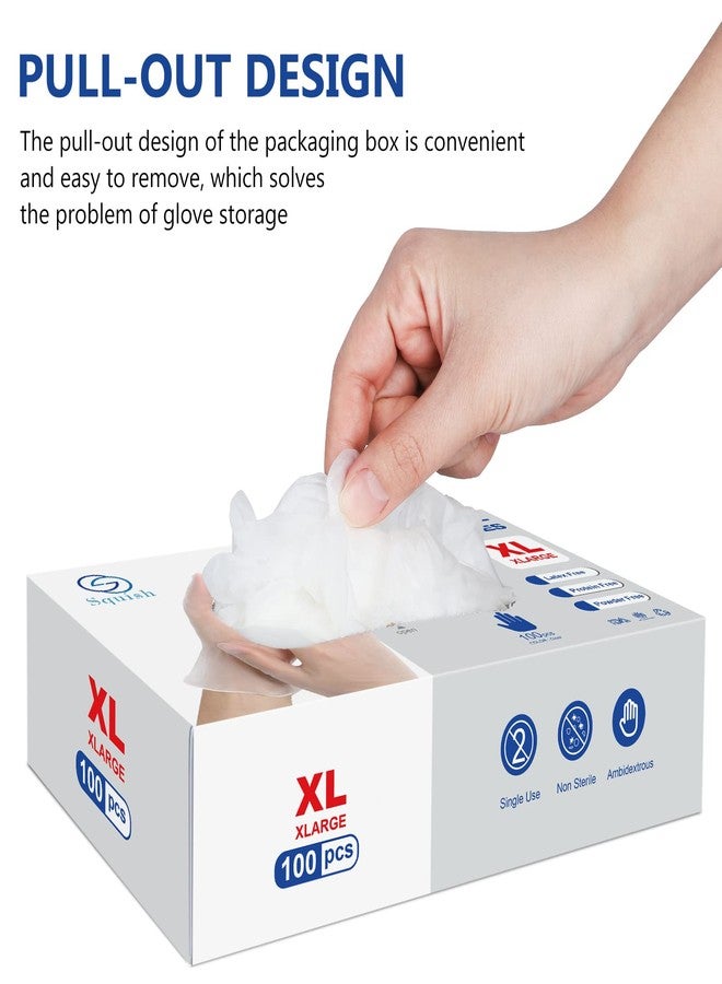 squish Disposable Gloves,Clear Vinyl Gloves Latex Free Powder-Free Glove Cleaning Health Gloves for Kitchen Cooking Cleaning Food Handling, 100PCS/Box, X-Large - Image 2