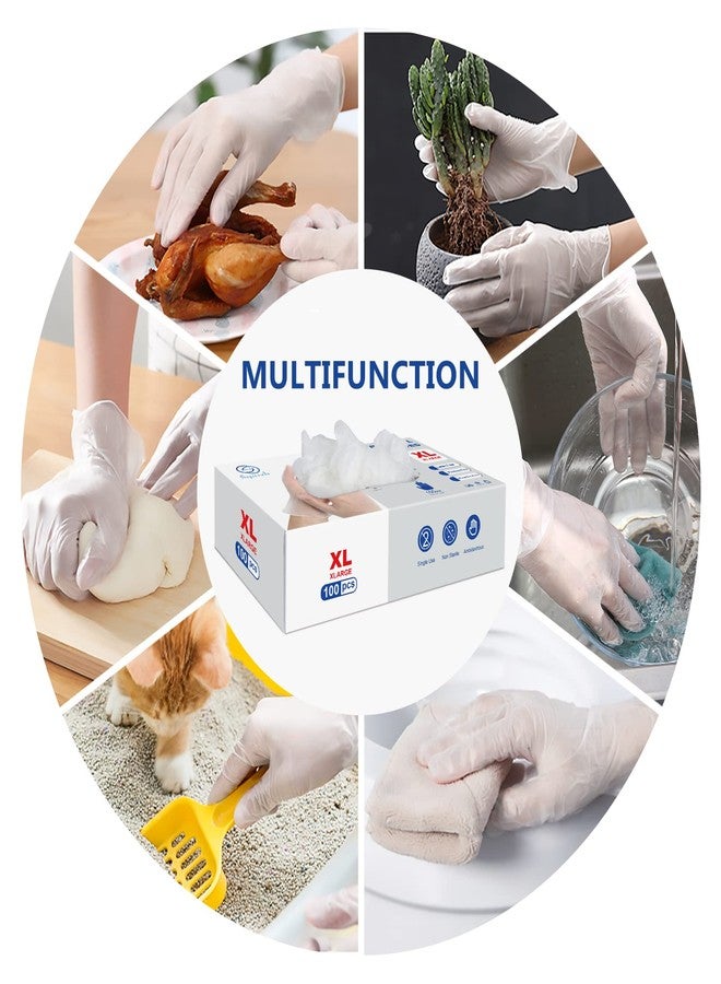 squish Disposable Gloves,Clear Vinyl Gloves Latex Free Powder-Free Glove Cleaning Health Gloves for Kitchen Cooking Cleaning Food Handling, 100PCS/Box, X-Large - Image 5