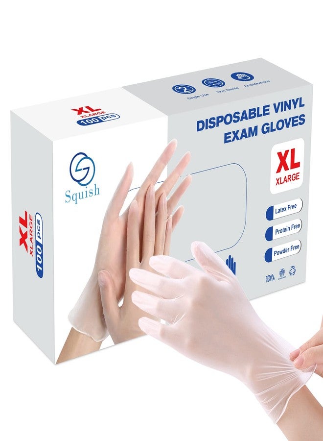 squish Disposable Gloves,Clear Vinyl Gloves Latex Free Powder-Free Glove Cleaning Health Gloves for Kitchen Cooking Cleaning Food Handling, 100PCS/Box, X-Large - Image 1