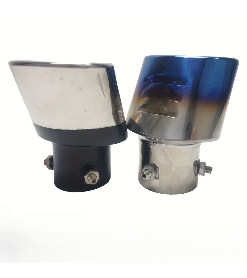 Silvery And Black 2.3 Inch Diameter Stainless Steel Exhaust Tip With Oval Slotted Design And Mesh For Single Outlet Use For Motorcycle Performance And Style - Image 3